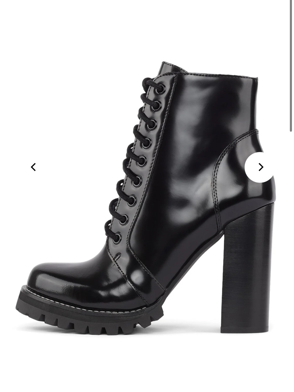 Jeffrey Campbell Legion Black Patent Lace-Up Block Heel Ankle Boot